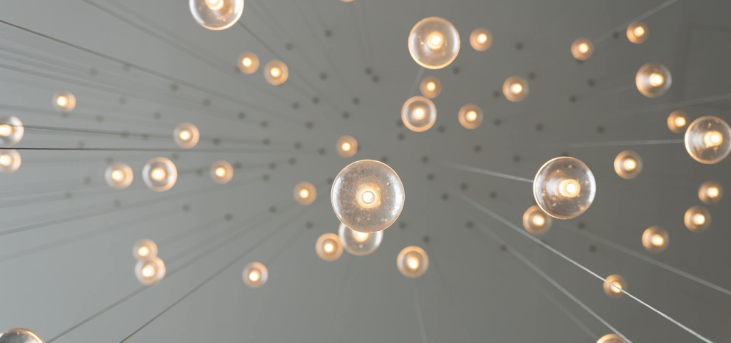 Light bulbs hanging from ceiling