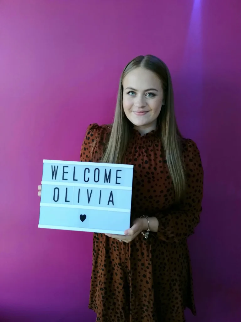 Photo of Olivia on her first day